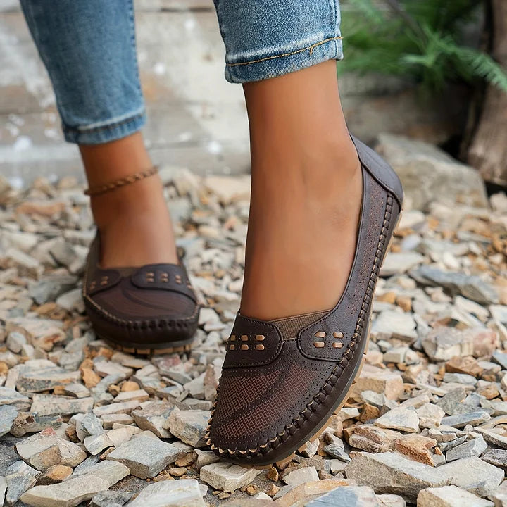 Benedikte | Dame Perforerede Komfort Slip On Loafers