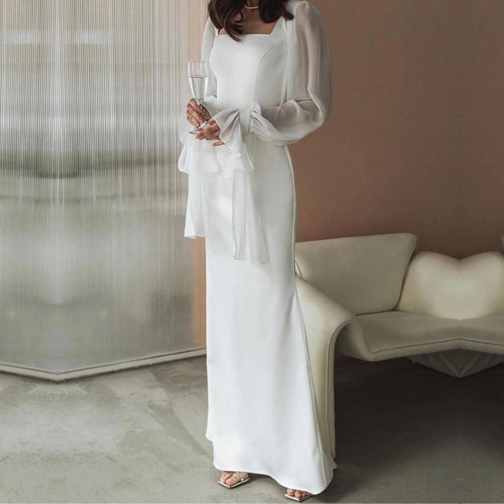 Kathrine | Elegant Maxikjole med Lange Ærmer