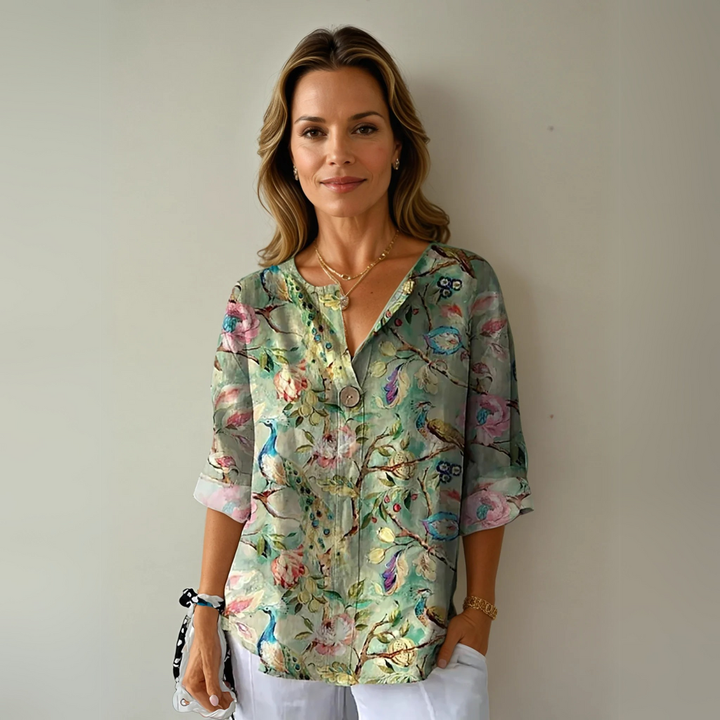 Kamilla | Dame Blomstret V-Hals Casual Top