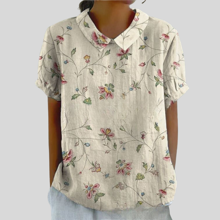 Celina | Dame Blomstret Print Krave Casual Top