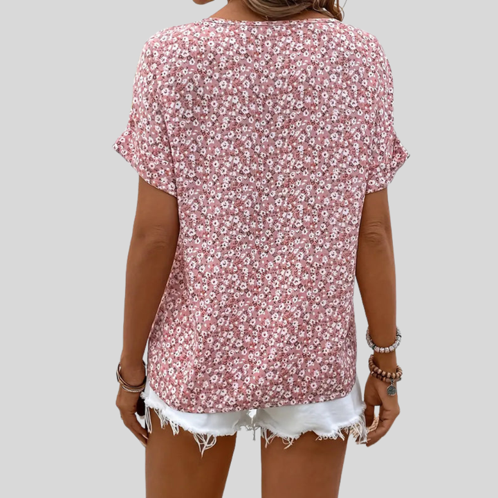 Yrsa | Dame Blomstret Knaplukning Casual Top