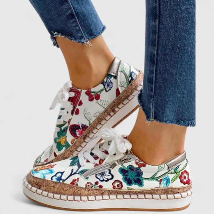 Jonna | Dame Blomster Platform Sneakers