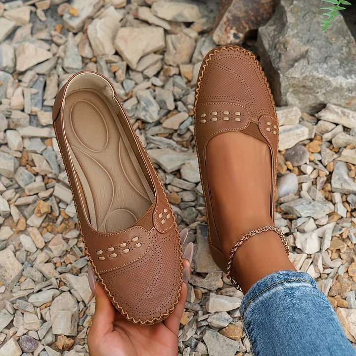 Benedikte | Dame Perforerede Komfort Slip On Loafers