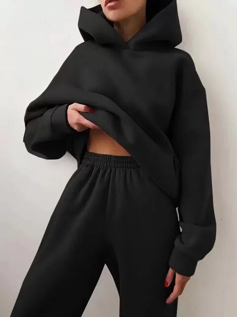 Jasmin | Dame Komfortabelt Hoodie Sæt Med Bukser