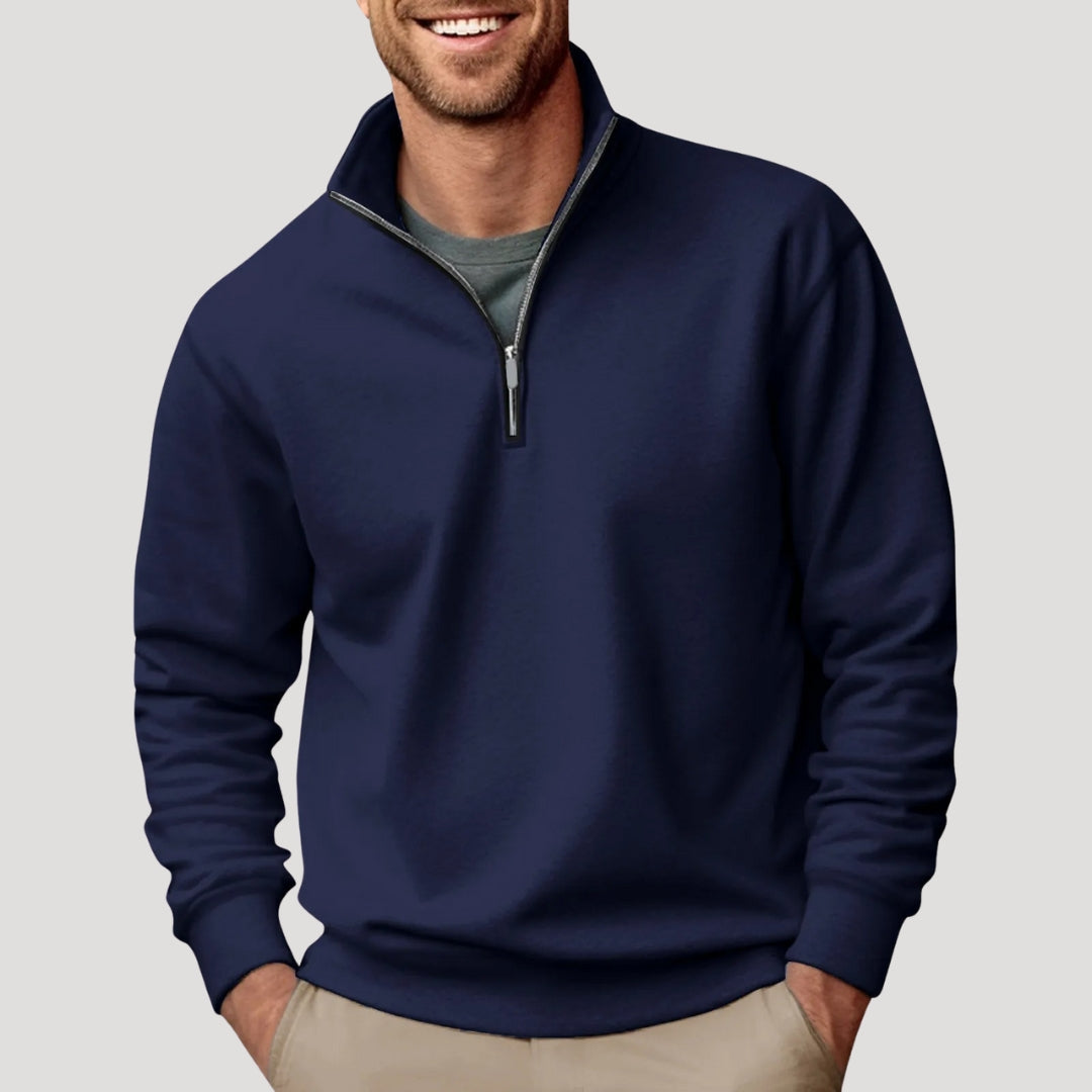 Johan | Herre Klassisk Lynlås Langærmet Sweatshirt