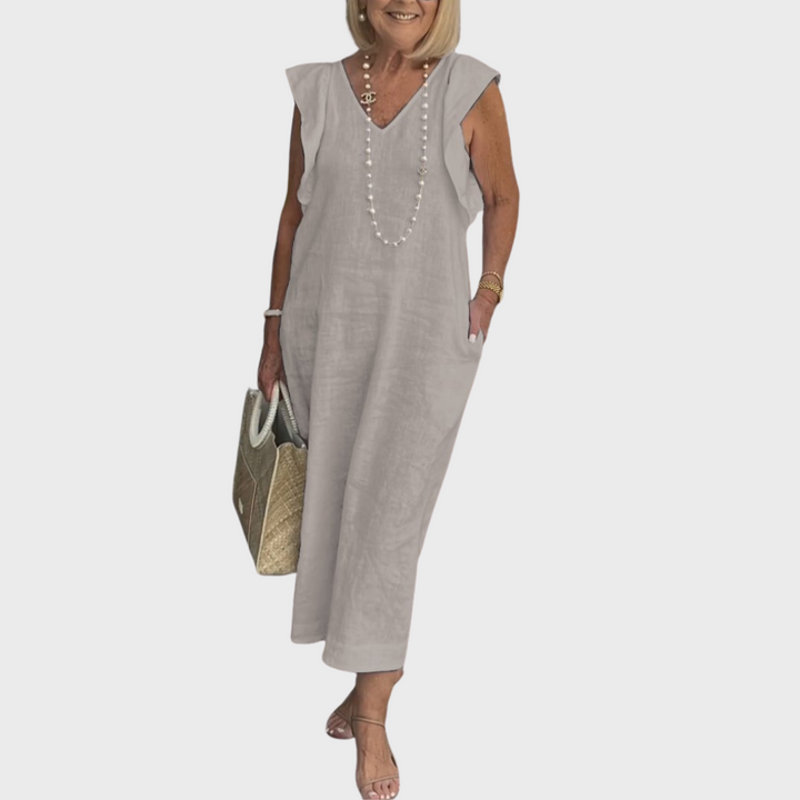 Stine | Dame Ærmeløs Lomme Maxi Casual Kjole