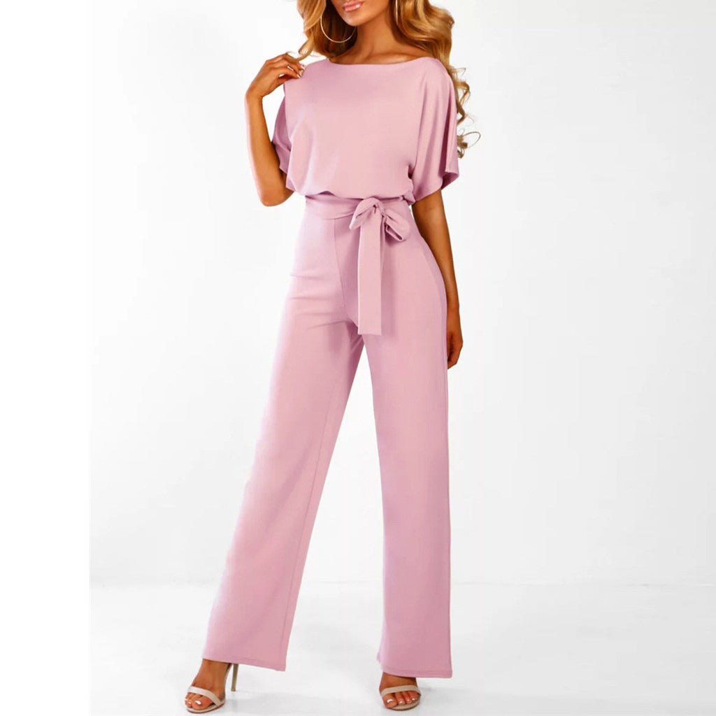 Clarissa | Elegant Bæltebelagt Dame Jumpsuit