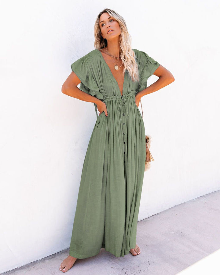 Clara | Boho Maxi Kjole V-udskæring Wrap Style Sommer