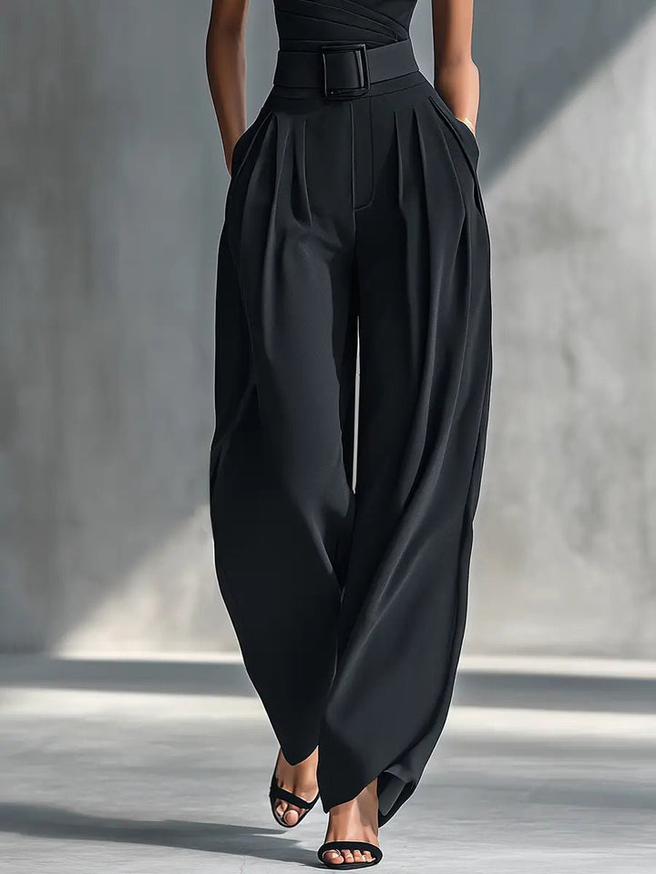 Josefine | Dame Asymmetrisk Strik Top Wide-Leg Bukser Sæt