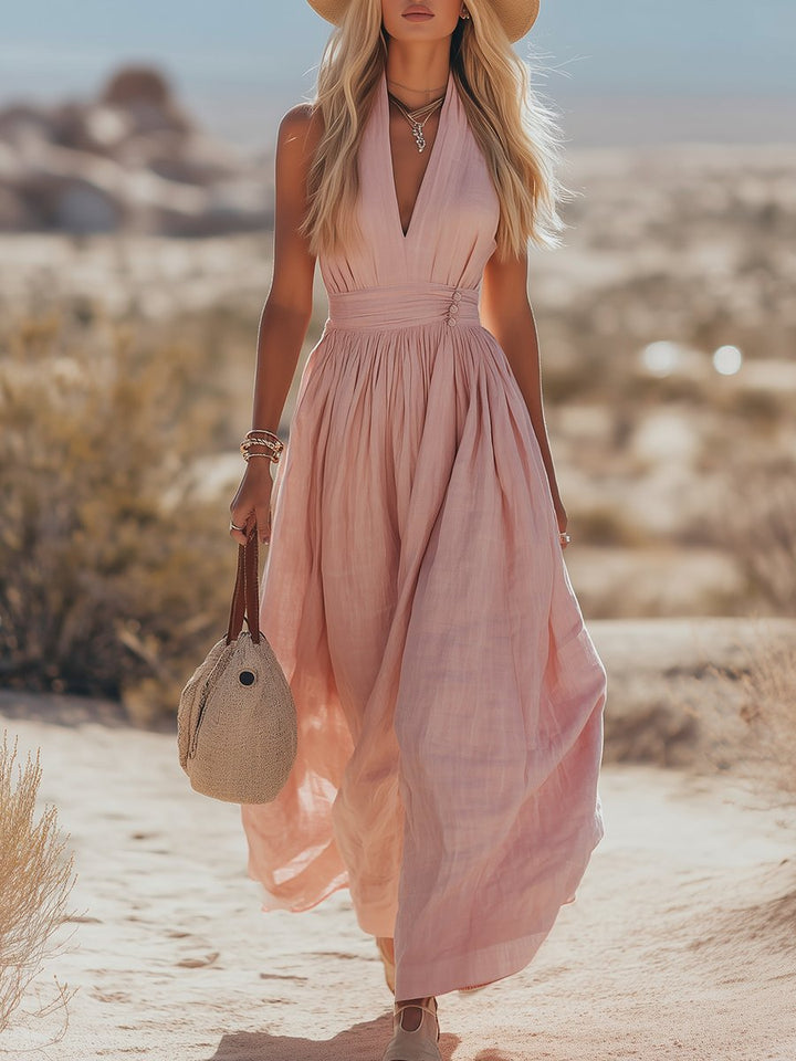 Isabella | Dame Boho Hæklede Halter Maxi Kjole