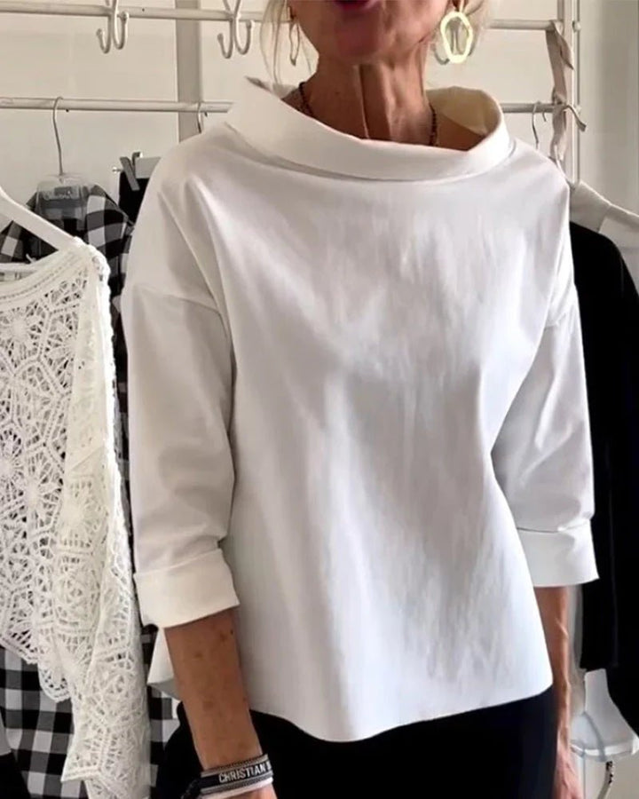 Ella | Dame Cowl Neck 3/4 Ærme Casual Bluse