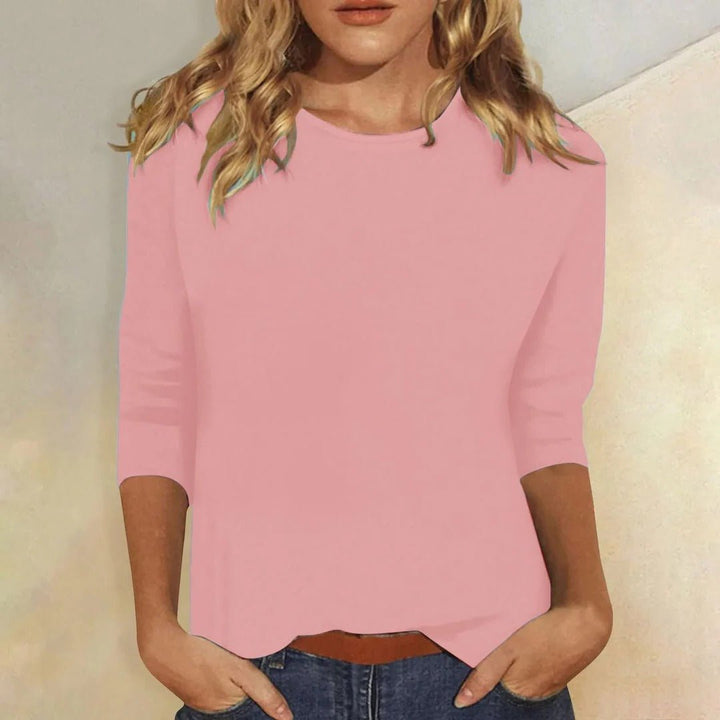 Sofia | Dame Crew Neck Top 3/4 Ærmer Casual Hverdagsbluse