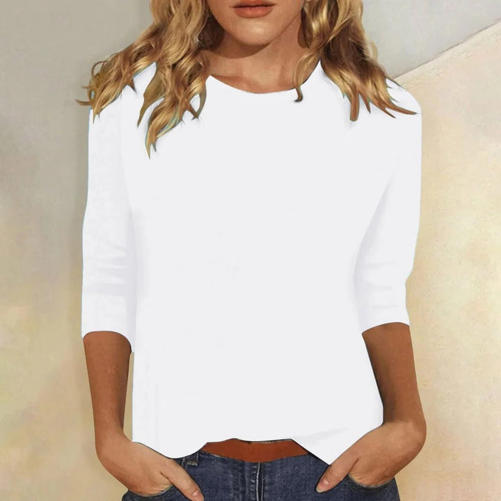 Sofia | Dame Crew Neck Top 3/4 Ærmer Casual Hverdagsbluse