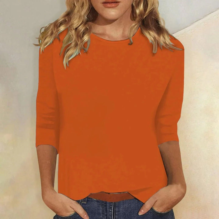 Sofia | Dame Crew Neck Top 3/4 Ærmer Casual Hverdagsbluse