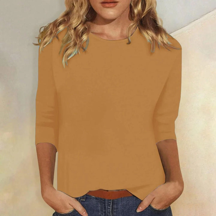 Sofia | Dame Crew Neck Top 3/4 Ærmer Casual Hverdagsbluse