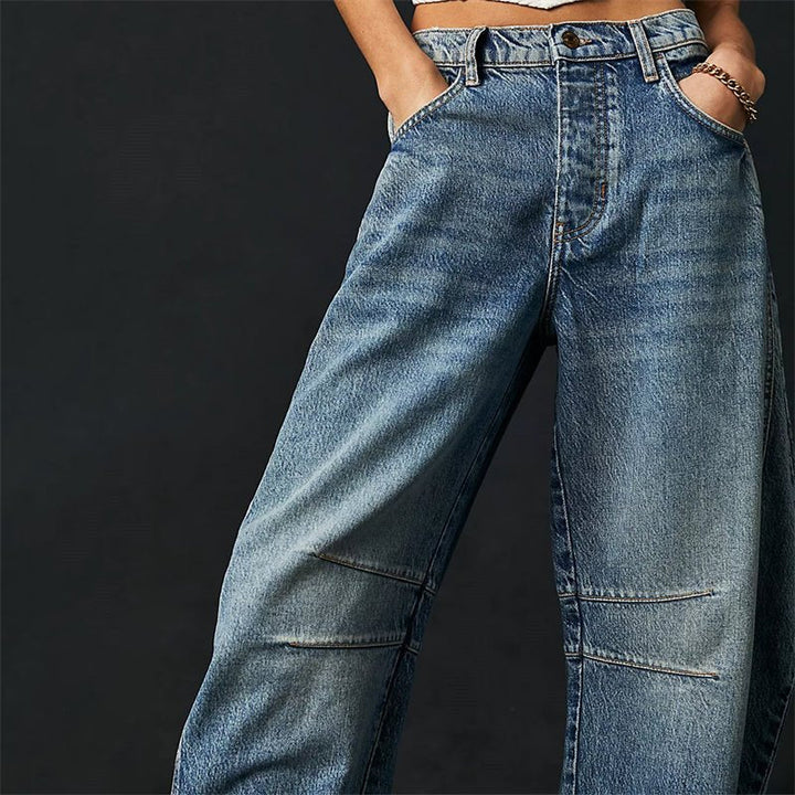 Ida | Dame Højtaljede Barrel-Leg Jeans Afslappet Pasform