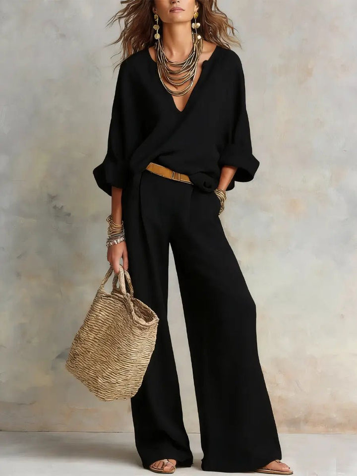 Clara | Dame Løst Hør Todelt Sæt Resort-wear