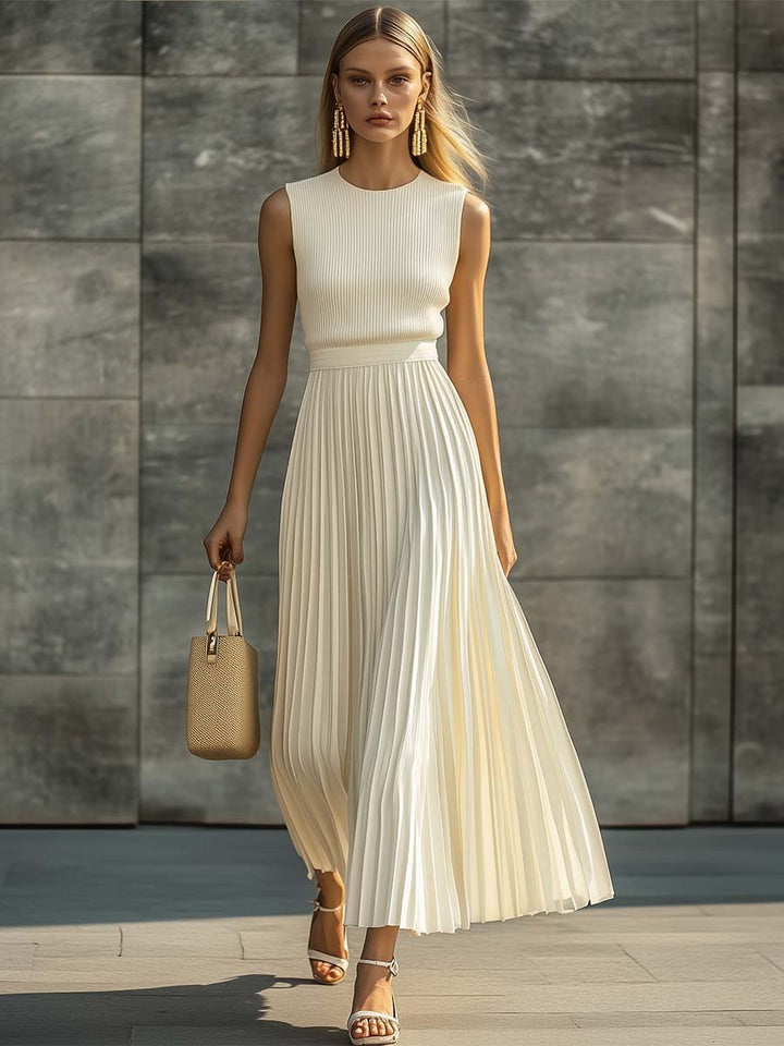 Alma | Dame Strikket Chiffon Maxi Kjole