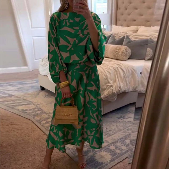 Emma | Dame Todelt Sæt med Ballonærmer og Botanisk Print
