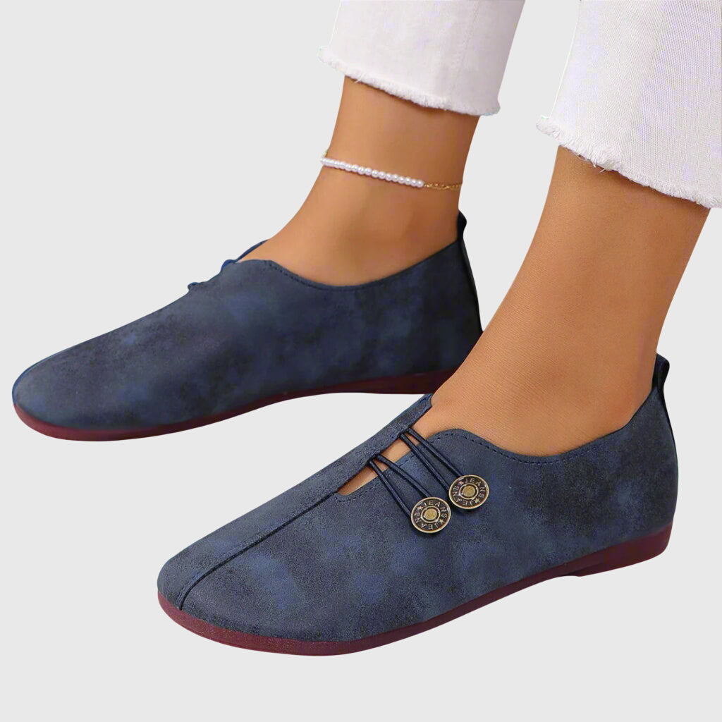 Dagmar | Kvinders Forårs Casual Slip-On Flade Sko med Knap