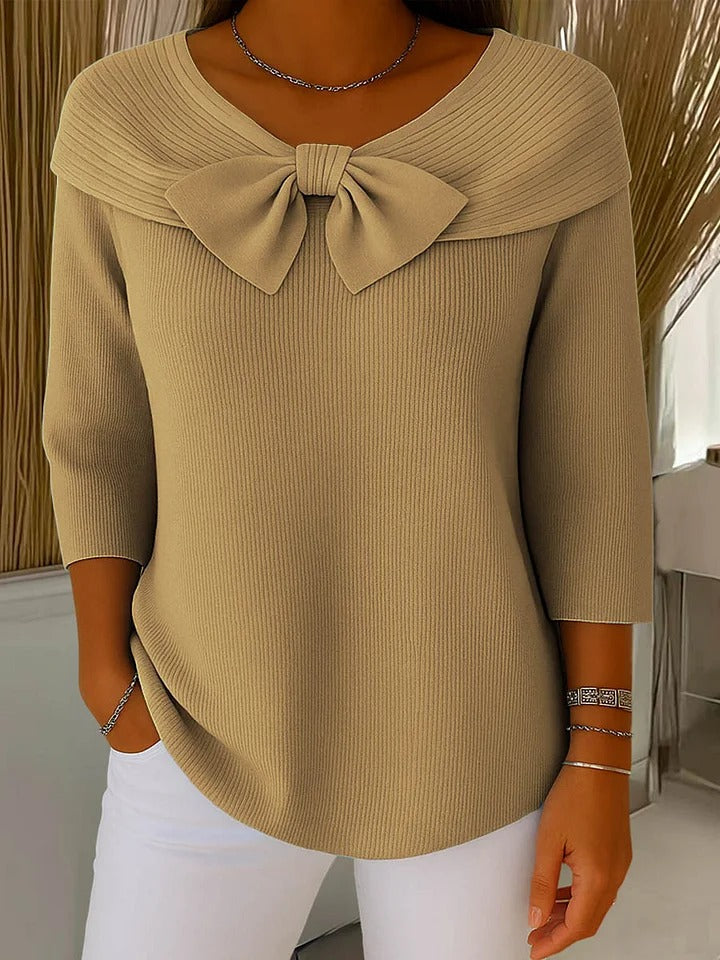 Jasmin | Kvinders Top Med Sløjfe Detalje Og Trekvartærmer