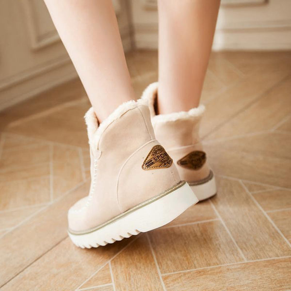 Beryl | Dame Slip On Ankel Platform Støvler Med Syningsdetaljer