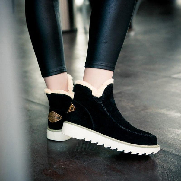 Beryl | Dame Slip On Ankel Platform Støvler Med Syningsdetaljer