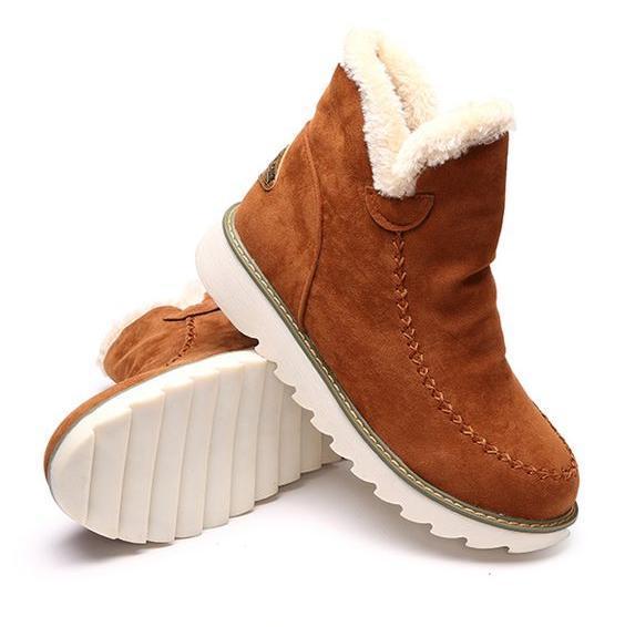 Beryl | Dame Slip On Ankel Platform Støvler Med Syningsdetaljer