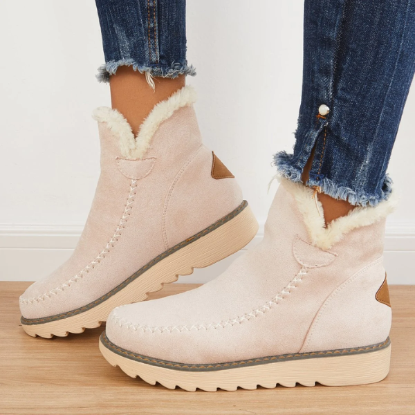 Beryl | Dame Slip On Ankel Platform Støvler Med Syningsdetaljer