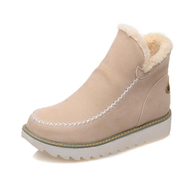 Beryl | Dame Slip On Ankel Platform Støvler Med Syningsdetaljer