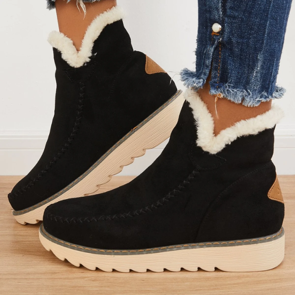 Beryl | Dame Slip On Ankel Platform Støvler Med Syningsdetaljer