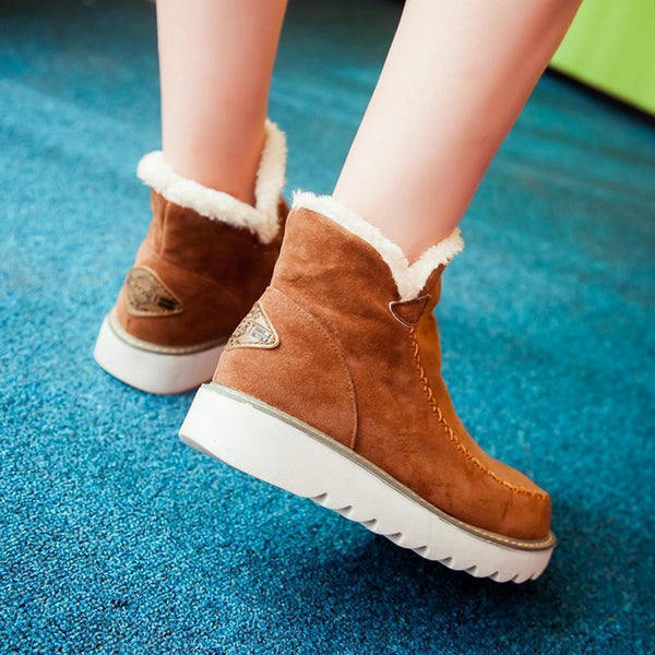 Beryl | Dame Slip On Ankel Platform Støvler Med Syningsdetaljer