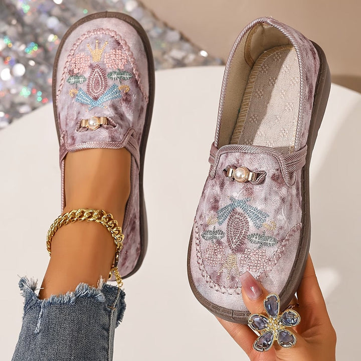 Astrid | Kvinder Broderet Blomster Slip-On Loafers