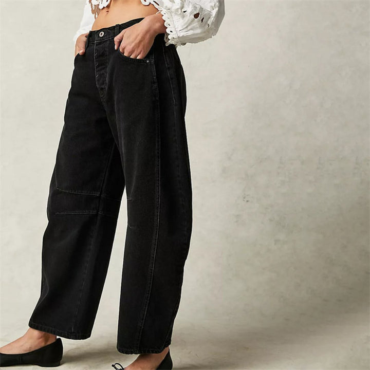 Olivia | Kvinders Cropped Barrel Leg Denim Jeans Mid-Rise