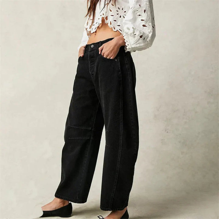 Olivia | Kvinders Cropped Barrel Leg Denim Jeans Mid-Rise
