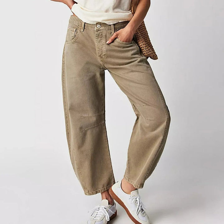 Olivia | Kvinders Cropped Barrel Leg Denim Jeans Mid-Rise