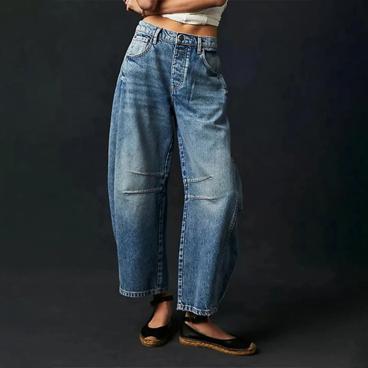 Olivia | Kvinders Cropped Barrel Leg Denim Jeans Mid-Rise