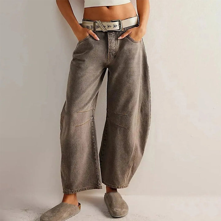 Olivia | Kvinders Cropped Barrel Leg Denim Jeans Mid-Rise