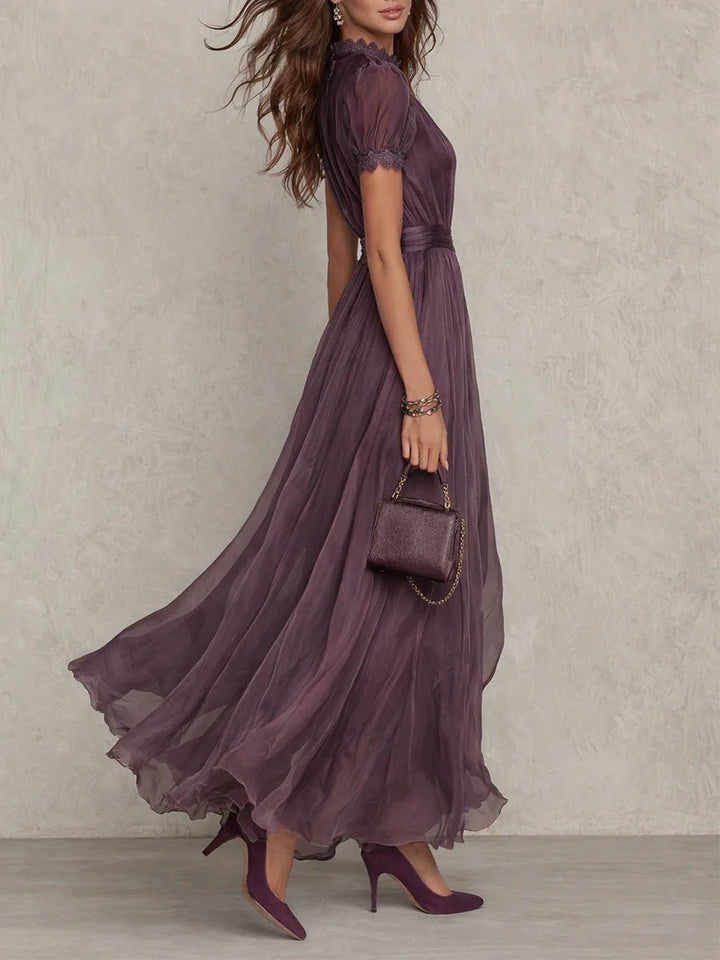 Sofia | Maxi Kjole Kort Ærme Nøglehuls Udskæring Elegant