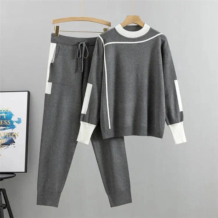 Emma | Plus Size Joggingdragt Dame Bordeaux Hvid Komfort Set