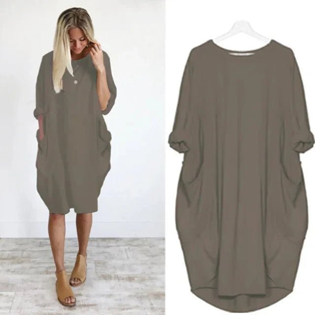 Astrid | Plus Size Kjole med Lommer Løs Pasform Elegant Stil