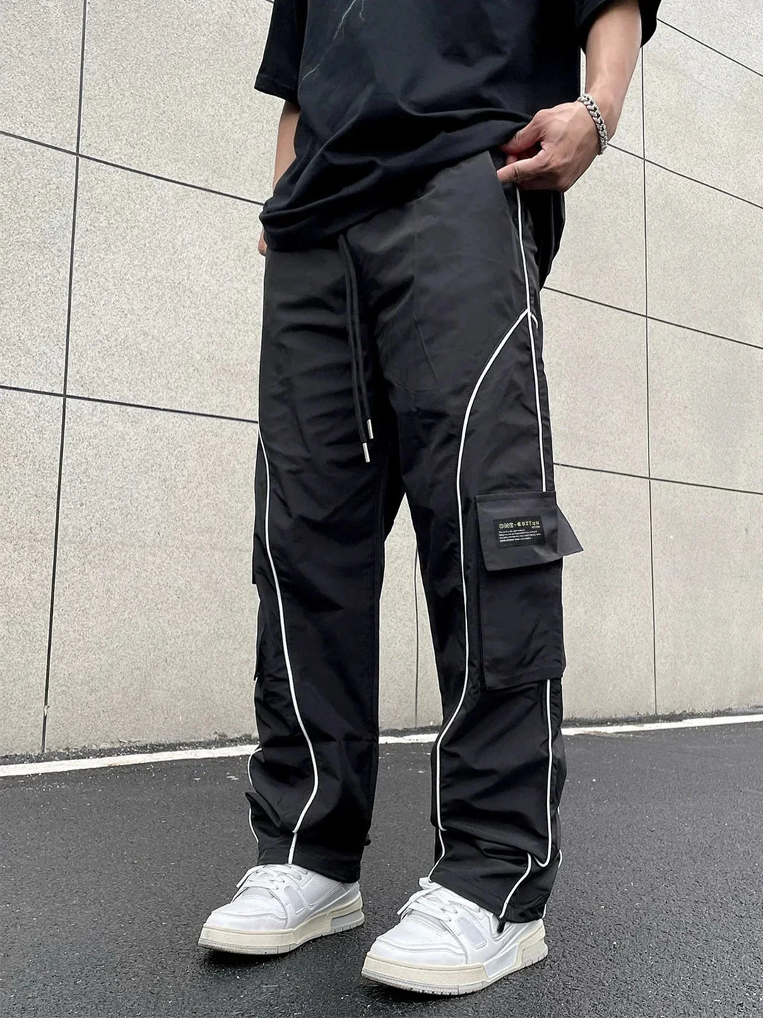 Adrian | Herre Casual Loose-Fit Cargo Bukser Med Sidestriber